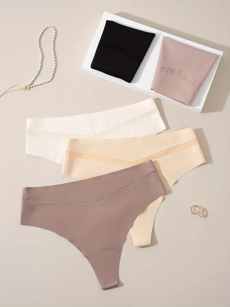 5 units Pack - Seamless Ice Silk Thong – Mid-Rise, Sexy & Minimalist