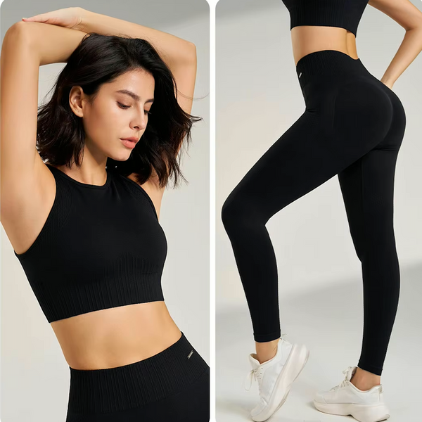 Conjunto de dos piezas - Levantamiento sin costuras de tiro alto